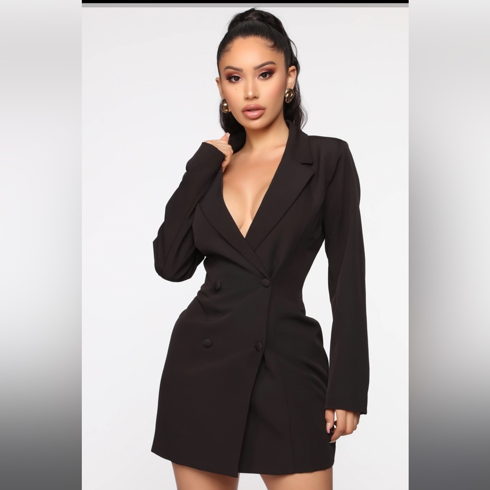 Fashion Nova Talking Business Blazer Mini Dress Black Size S
